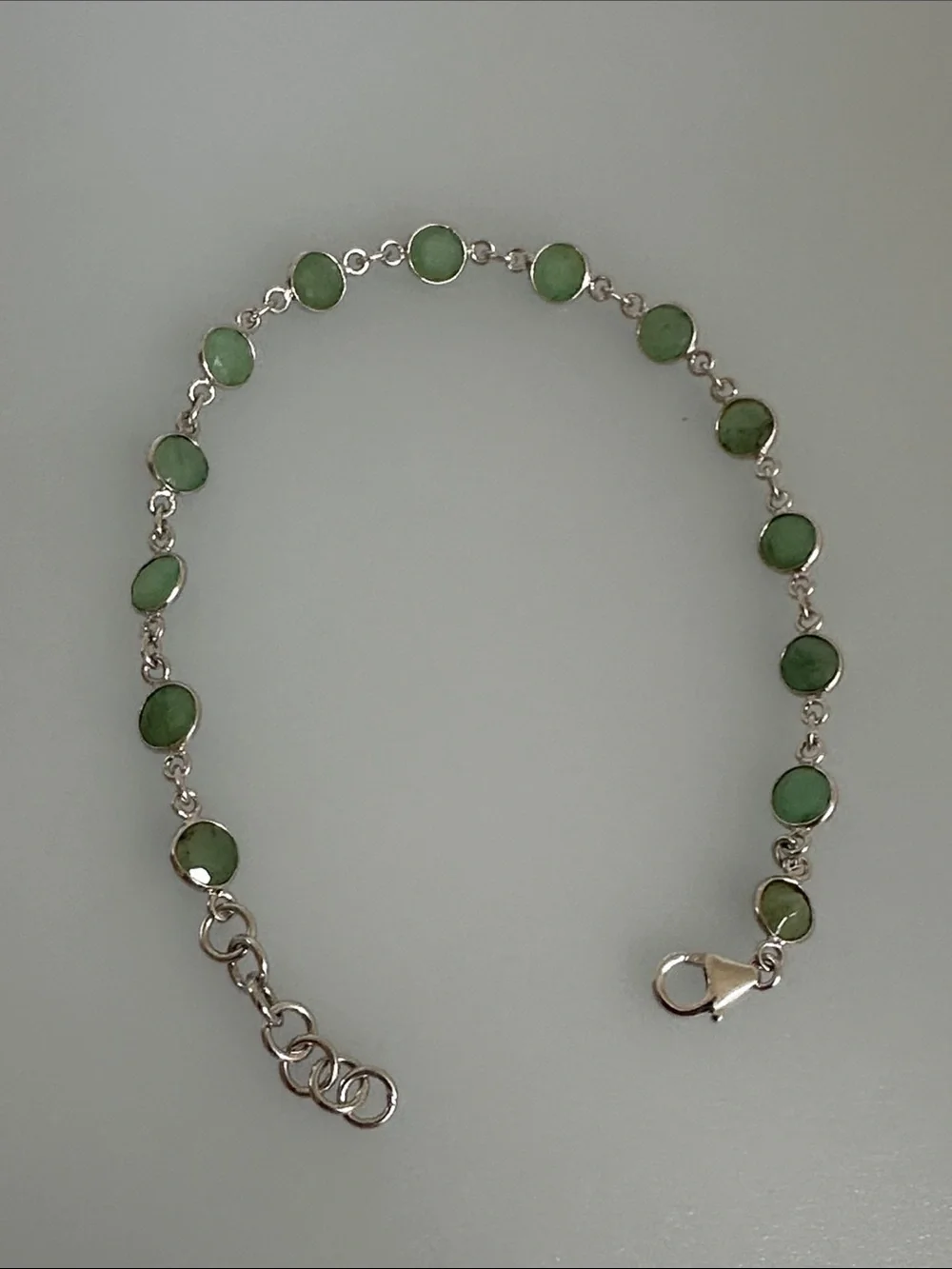 925 Sterling Silver Green emerald Stone  Bracelet